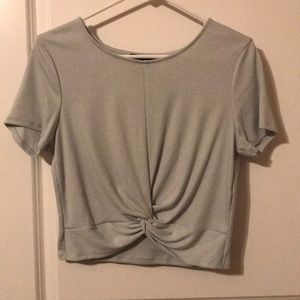 Blue Knotted Crop Top